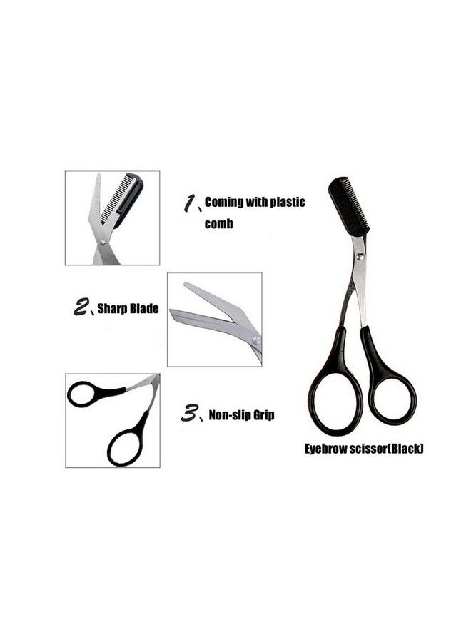 UPSTORE 1Pcs Black Professional Stainless Steel Eyebrow Grooming Shear Scissors With Plastic Comb(Detachable) Eyebrow Eyelash Hair Removal Shaper Shaping Tool Makeup Beauty Accessories For Men And Women - Image 4