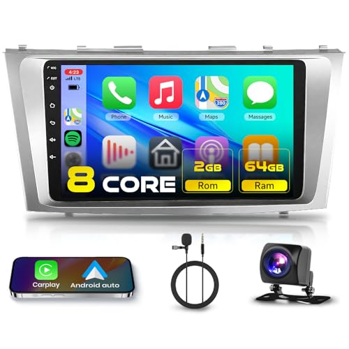 Podofo 8 CORE 2G+64G Car Radio for Toyota Camry 2006-2011 with Wireless CarPlay/Android Auto, Podofo 9 Inch 1280 * 720P IPS Touch Screen Stereo Android 13 GPS WiFi Bluetooth DSP Support HD Backup Camera - Image 1