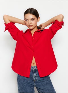 trendyol Red Loose Fit Woven Shirt TWOAW20GO0107  - Image 1