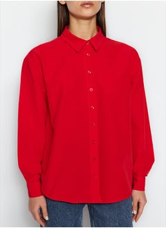 trendyol Red Loose Fit Woven Shirt TWOAW20GO0107  - Image 4