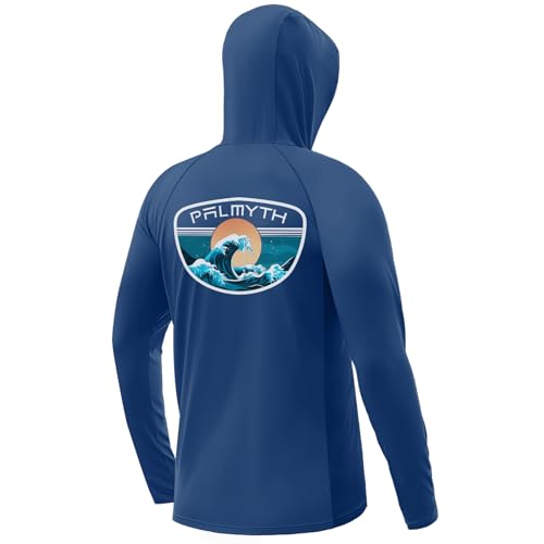 Palmyth Fishing Hoodie for Men Long Sleeve Sun Protection UV UPF 50 ShirtsDark BlueTidalL - Image 1