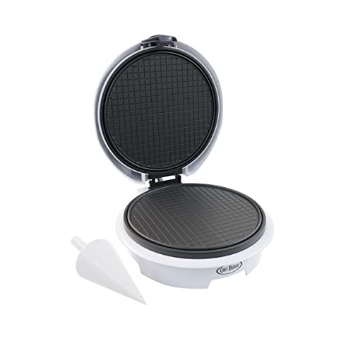 Chef Buddy Waffle Cone Maker - Electric Nonstick Waffle Iron with Shaper Cone Included - Small Kitchen Appliances (White) - Image 1