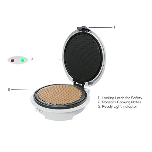 Chef Buddy Waffle Cone Maker - Electric Nonstick Waffle Iron with Shaper Cone Included - Small Kitchen Appliances (White) - Image 3