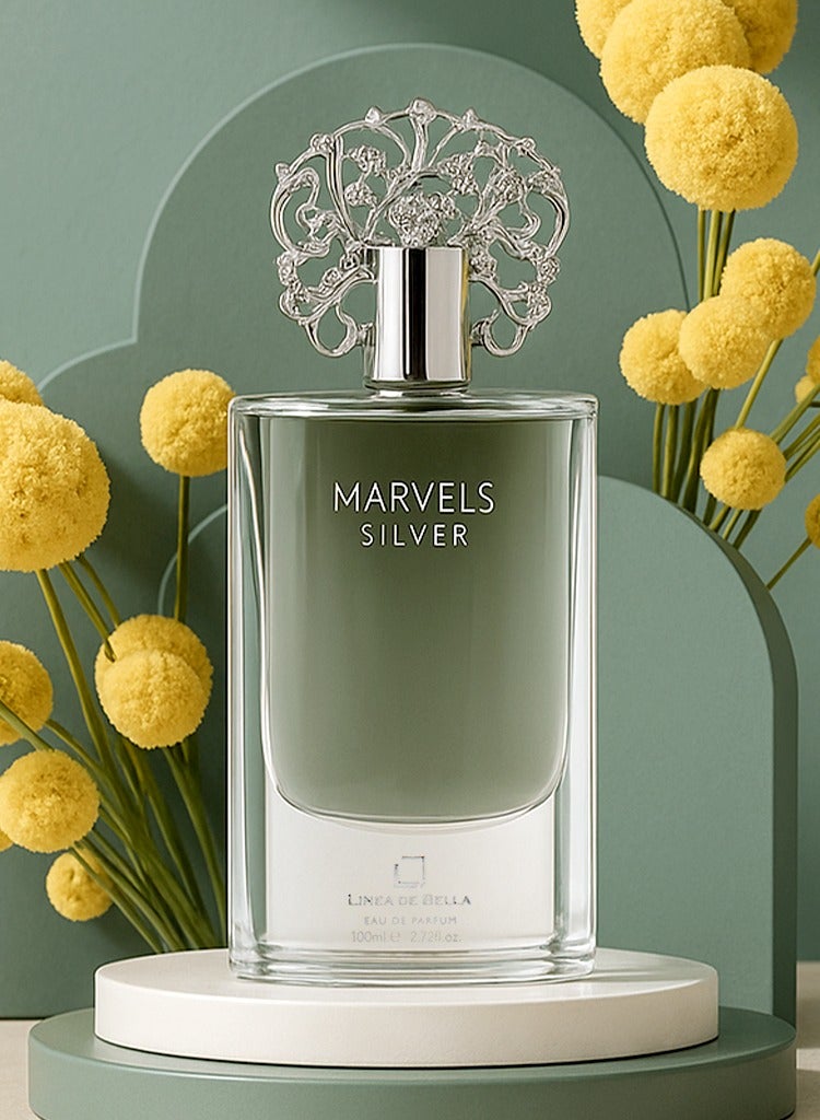 Linea De Bella Marvels Silver Eau de Parfum 100ml | Long Lasting Perfume for Women with Patchouli, Caramel & Musk | Luxury Floral Woody Scent | Eau de Parfum - Image 2