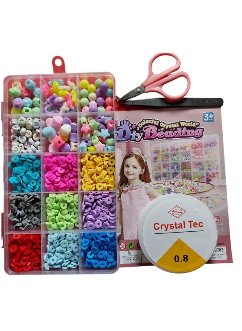 Generic - Beads for Jewelry Making and Kids, 8mm Multi-Color Beads, with Charms Set and Elastic String for Jewelry Making, Bracelets and Chains - Image 1