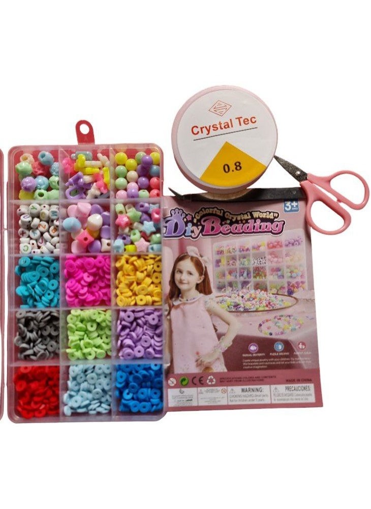 Generic - Beads for Jewelry Making and Kids, 8mm Multi-Color Beads, with Charms Set and Elastic String for Jewelry Making, Bracelets and Chains - Image 1