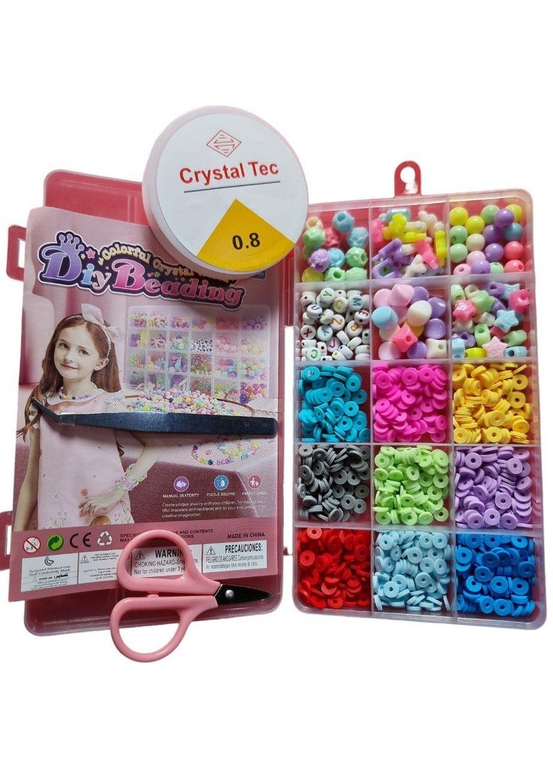 Generic - Beads for Jewelry Making and Kids, 8mm Multi-Color Beads, with Charms Set and Elastic String for Jewelry Making, Bracelets and Chains - Image 1