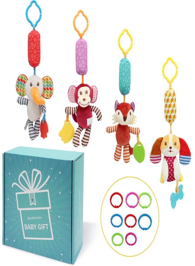 BLOOBLOOMAX Baby Car Seat Toys, Infant Soft Plush Rattle, Cute Animal Doll,Early Development Hanging Stroller Toys for Newborn Boys Girls Gifts (12 PCS) - Image 1