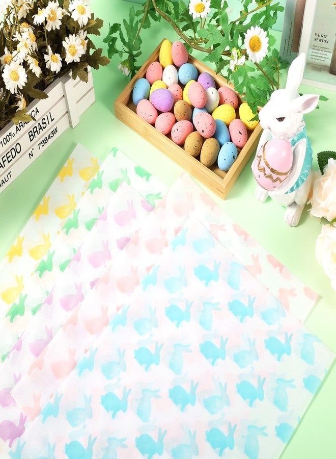 Fabllewavi 120 Sheets Spring Pastel Rabbits Tissue Paper, 5 Colors Rabbit Patterns Wrapping Paper for Easter DIY Crafts Spring Birthday Baby Shower Party Supplies, 13.8 x 19.7 Inch - Image 3