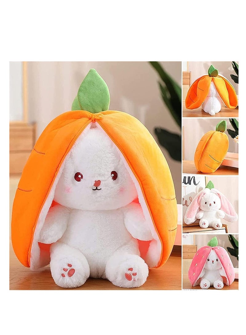 orange Bunny Plush Toys, Rabbit Muppet Toys, Strawberry Bunny Transformed into Little Rabbit Fruit Doll Plush Toy Carrot Rabbit Plush Doll Girl for Kids (orange Rabbit, 18cm)