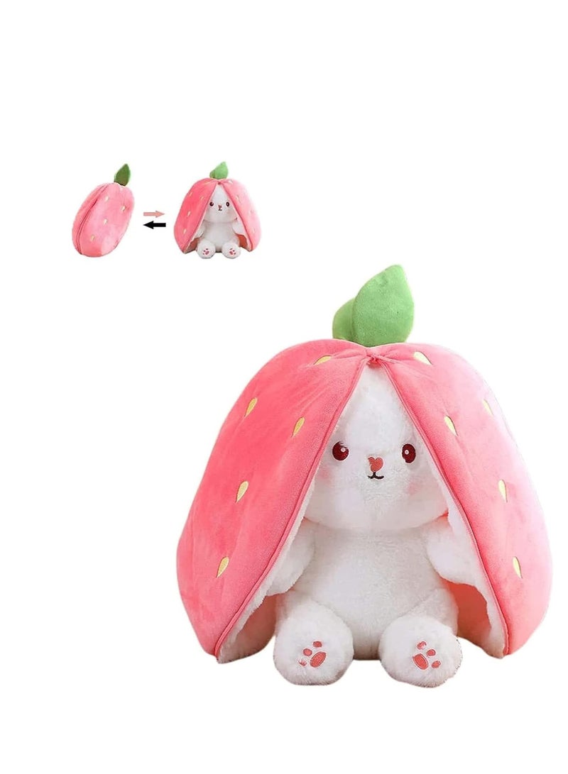orange Bunny Plush Toys, Rabbit Muppet Toys, Strawberry Bunny Transformed into Little Rabbit Fruit Doll Plush Toy Carrot Rabbit Plush Doll Girl for Kids (orange Rabbit, 18cm)