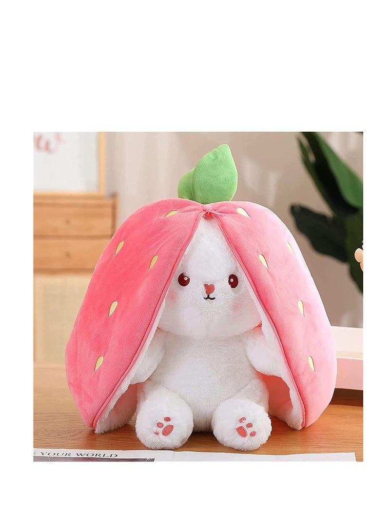 orange Bunny Plush Toys, Rabbit Muppet Toys, Strawberry Bunny Transformed into Little Rabbit Fruit Doll Plush Toy Carrot Rabbit Plush Doll Girl for Kids (orange Rabbit, 18cm)