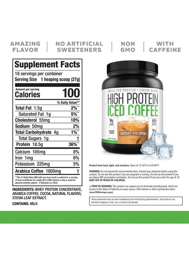 High Protein Iced Coffee High Protein Coffee, Keto Friendly, 18g of Protein, 2g Carbs, Natural Ingredients (18 Servings, Chocolate Iced Coffee)  - Image 1