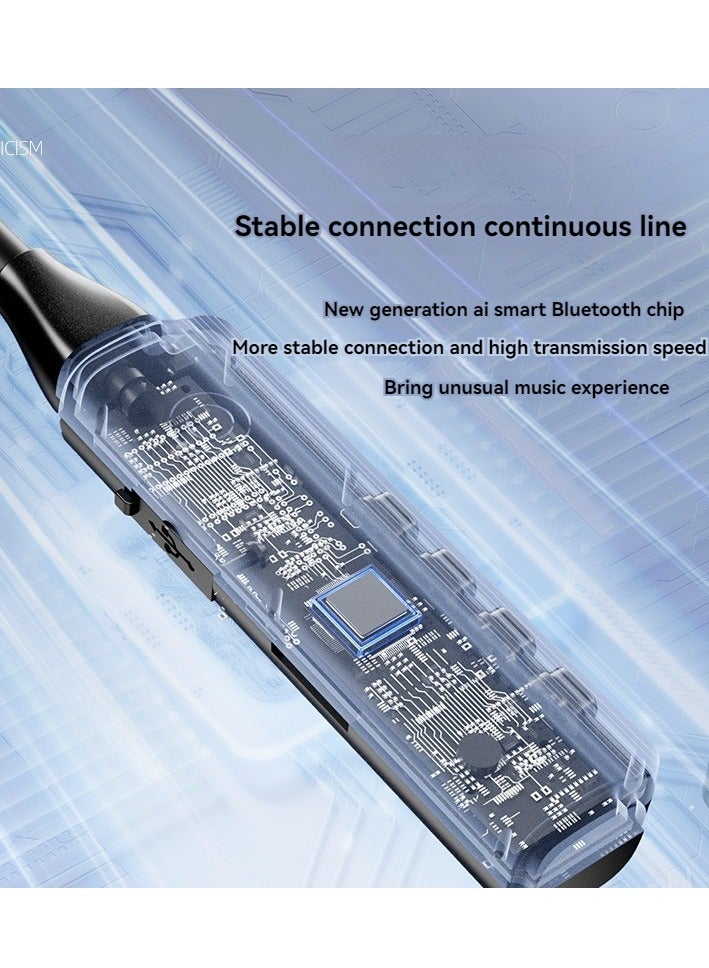 Neck-worn wireless Bluetooth sports headphones with large battery and long battery life digital display sports hanging neck headphones (green) - Image 5