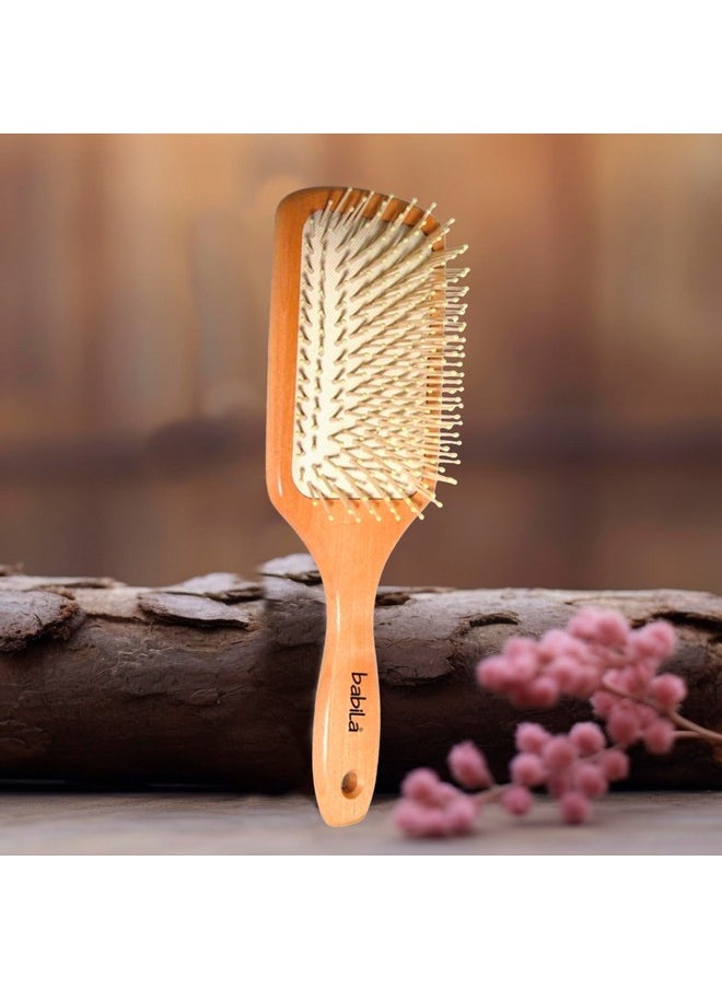 babiLa - Paddle Hair Brush (Wooden Finish)-Hb-V101 - Image 1