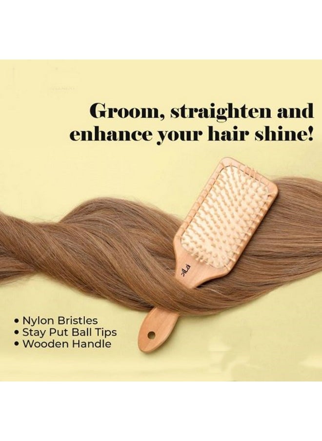 babiLa - Paddle Hair Brush (Wooden Finish)-Hb-V101 - Image 1