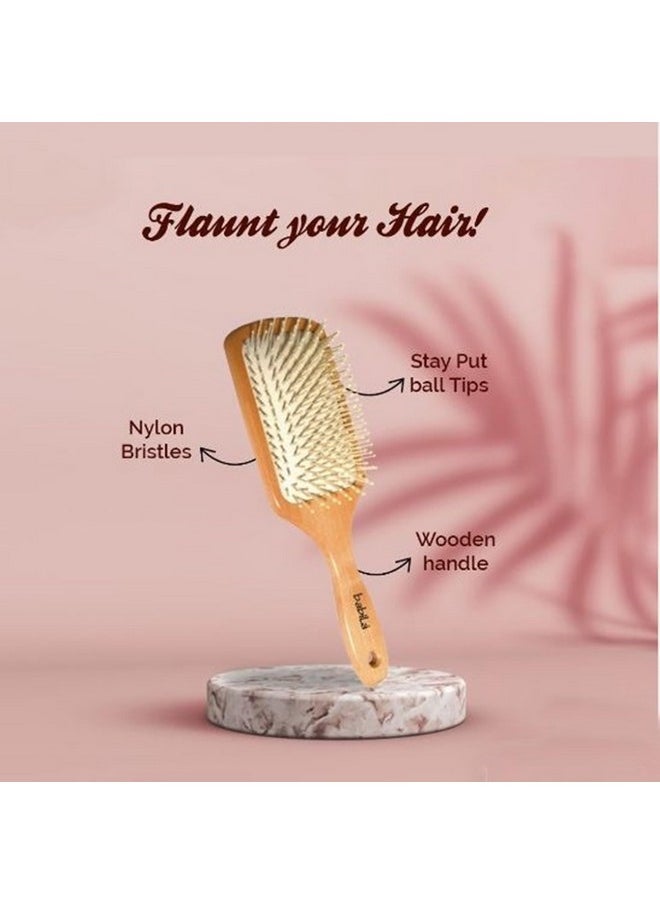 babiLa - Paddle Hair Brush (Wooden Finish)-Hb-V101 - Image 1