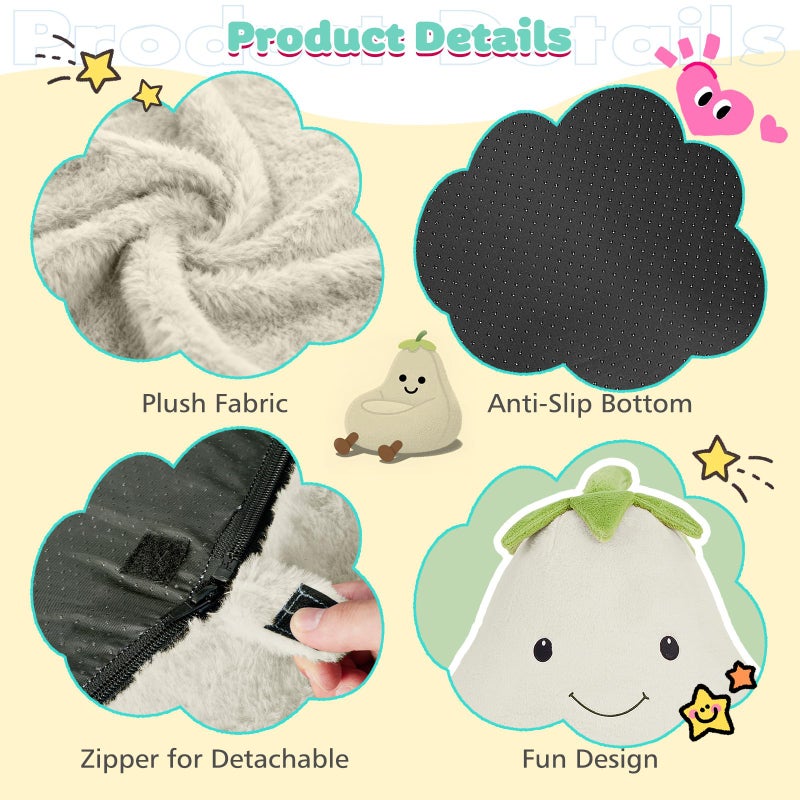 DUMOS Kids Bean Bag Chair, Stuffed Toddler Couch with Faux Rabbit Fur Cover for Teens & Kids, Comfy Lazy Sofa Chair for Reader, Living Room, Bedroom, Aged 4-12 Years, 31 Inch, Green - Image 4