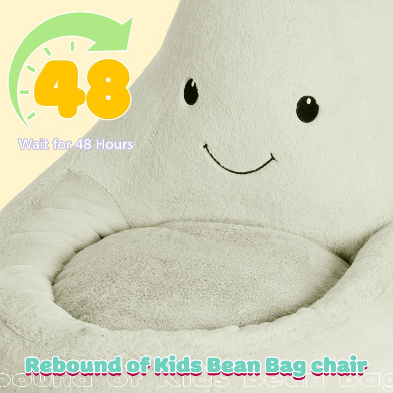 DUMOS Kids Bean Bag Chair, Stuffed Toddler Couch with Faux Rabbit Fur Cover for Teens & Kids, Comfy Lazy Sofa Chair for Reader, Living Room, Bedroom, Aged 4-12 Years, 31 Inch, Green - Image 5