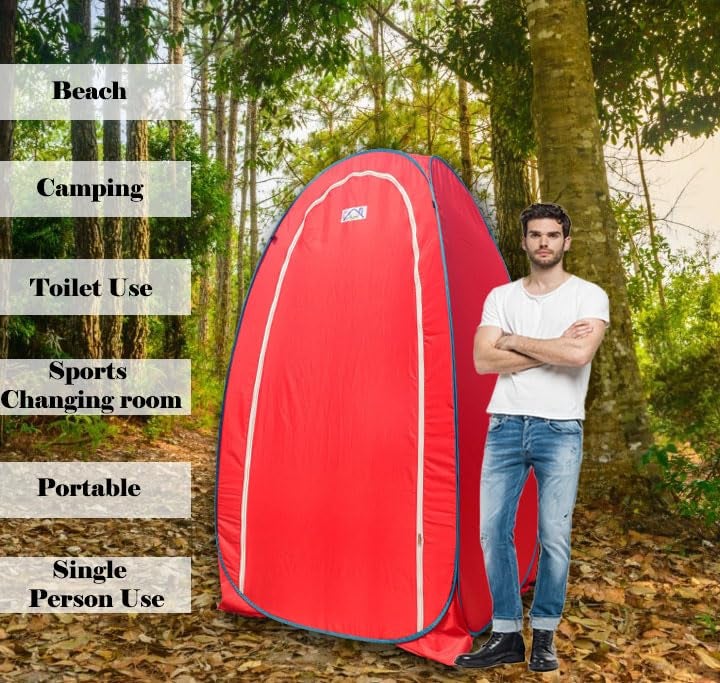 Homecute Foldable Portable Pop-up Cloth Changing Tent or Toilet Tent for Camping Hiking and Picnic Length:84 cm/2.7 ft X Width: 84 cm/2.7 ft X Height:168 cm/5.5 ft. (Red) - Image 5