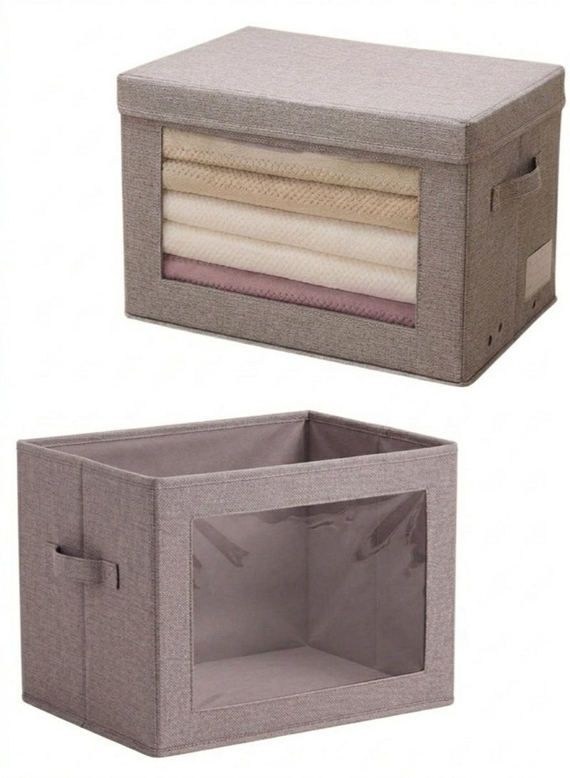 Storage baskets with lids to hide clutter - Luxury fabric organizers with rope handles - Modern design storage box suitable for bookshelves and wardrobes - Foldable, space-saving home organization boxes 30×22×19 cm - Image 1