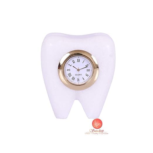 IMAGICART Tooth Shape Marble Table Clock Dentist Clock Unique Design Decorative Showpiece for Dentists Stylish and Functional Home Decor Ideal for Clinics and Offices - Image 2
