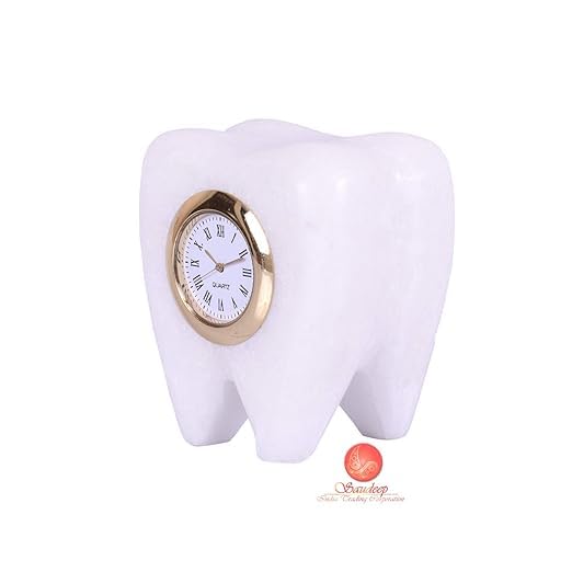 IMAGICART Tooth Shape Marble Table Clock Dentist Clock Unique Design Decorative Showpiece for Dentists Stylish and Functional Home Decor Ideal for Clinics and Offices - Image 3
