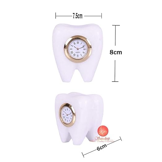IMAGICART Tooth Shape Marble Table Clock Dentist Clock Unique Design Decorative Showpiece for Dentists Stylish and Functional Home Decor Ideal for Clinics and Offices - Image 4