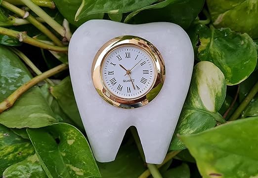 IMAGICART Tooth Shape Marble Table Clock Dentist Clock Unique Design Decorative Showpiece for Dentists Stylish and Functional Home Decor Ideal for Clinics and Offices - Image 5
