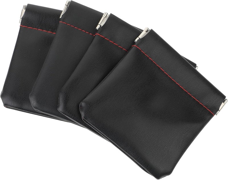 Molain 4Pcs PU Leather Earphone Pouch Headphone Storage Bag, Closure Soft Elastic Snap Spring Pouch for Carrying or Storing Headphones - Image 1
