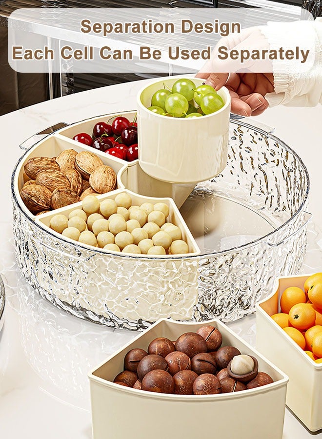 MLADEN 6-Compartment Serving Tray with Lid, Divided Snack Storage Container for Nuts, Dates, Fruit, Candy – Removable Plate for Parties, Picnics, Afternoon Tea (Beige) - Image 5