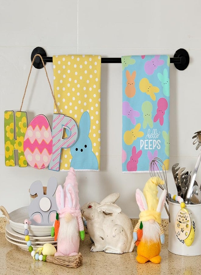 ARKENY Easter Kitchen Towels Set of 2,White Polka Dot Bunny Hello Peeps Dish Towels 18x26 Inch Drying Dishcloth,Farmhouse Holiday Seasonal Spring Decorations AD251 - Image 3