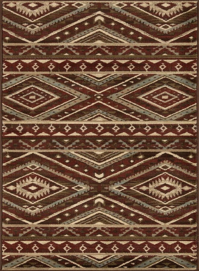 سوبيريور سجادة ممر داخلية فاخرة، ظهر من الجوت، نقش هندسي جنوبي غربي، مثالية للمدخل، غرفة المعيشة، المطبخ، غرفة النوم، الممر، غطاء أرضي، مجموعة تامبا، 2 قدم 7 بوصة × 8 قدم، لون عنابي - Image 2