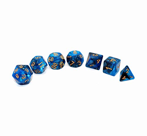 CREEBUY Blue Mix Black Dice DND Polyhedral Dice Set for Dungeon and Dragons DD RPG Role Playing Games 7Die Set - Image 5