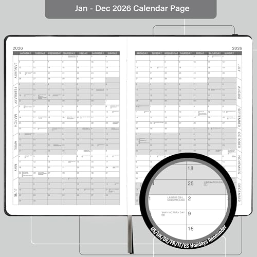 Feteulo 2026 Appointment Book & Planner - January 2026 - December 2026, Daily Hourly Planner, 5.75" X 8.25", 60-Minute Interval, Faux Soft Leather Cover, Premium Paper, Academic Calendar, Pen Holder, Inner Pocket - Image 4