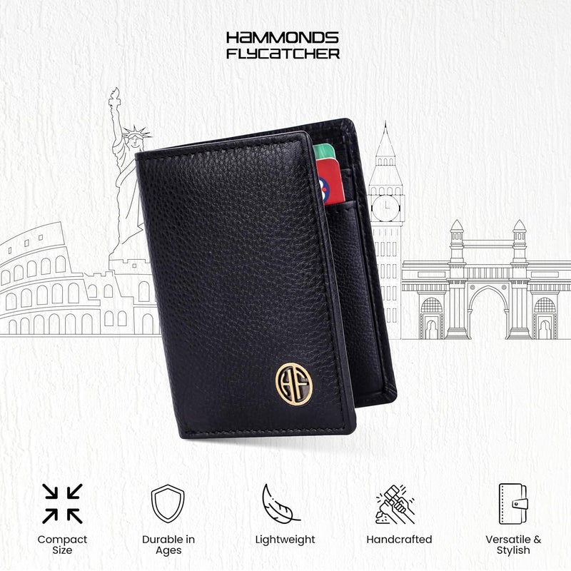 HAMMONDS FLYCATCHER Genuine Leather Card Holder Wallet for Man & Women, RFID Protected ATM/Credit Card Holder Wallet for Men with 6 Slots and 1 Currency Slot, Gift for Men - Black - Image 3