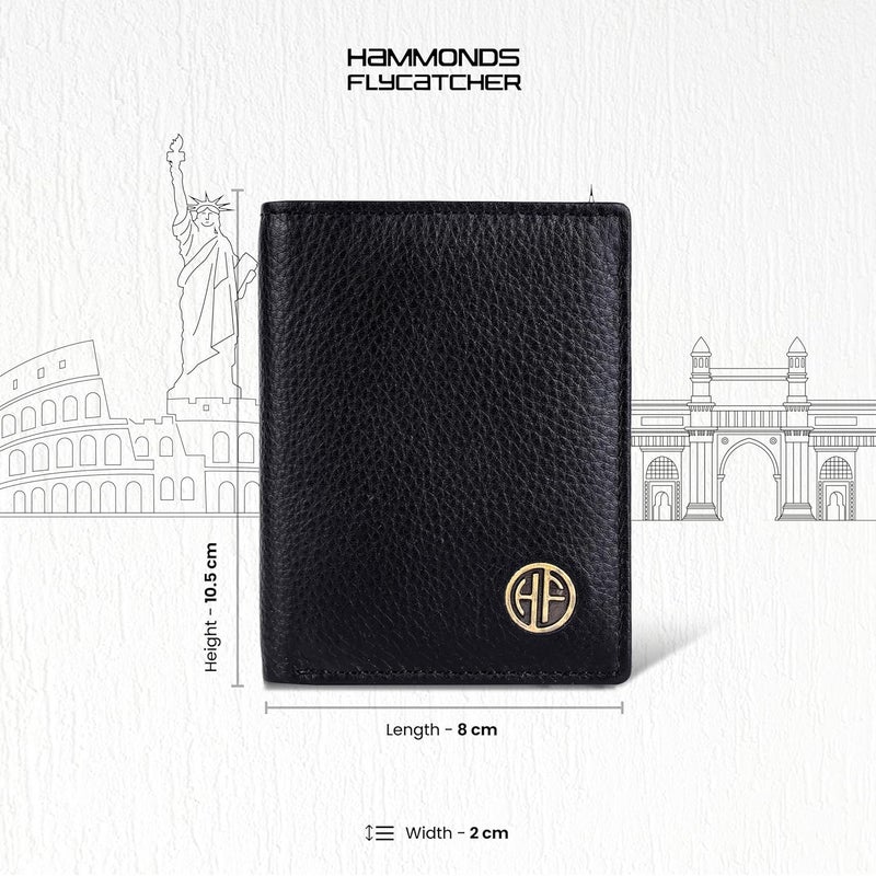 HAMMONDS FLYCATCHER Genuine Leather Card Holder Wallet for Man & Women, RFID Protected ATM/Credit Card Holder Wallet for Men with 6 Slots and 1 Currency Slot, Gift for Men - Black - Image 2