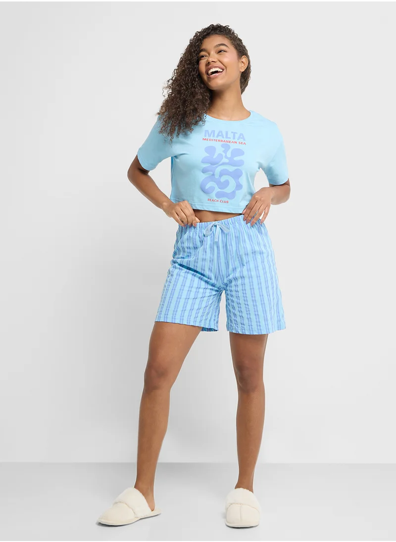 Ginger Cotton Graphic T-Shirt & Short Pj Set