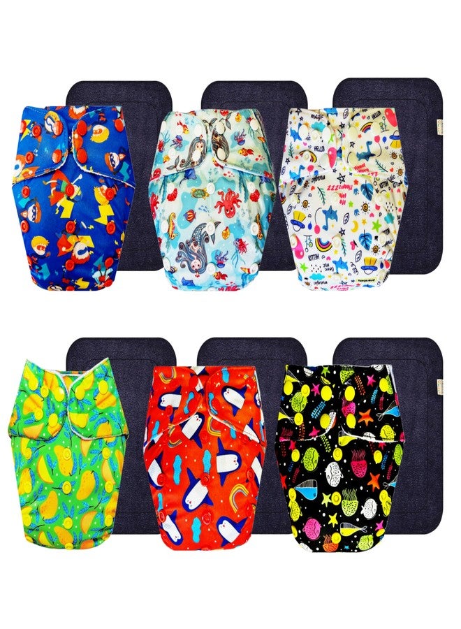 Dumbledo Premium Cloth Diaper with Black Insert (Pack of 6) | Soft & Gentle | Breathable | Easy to Clean | Worry-Free Diapering | 3 Months - 3 Years | Unisex Baby - Image 1