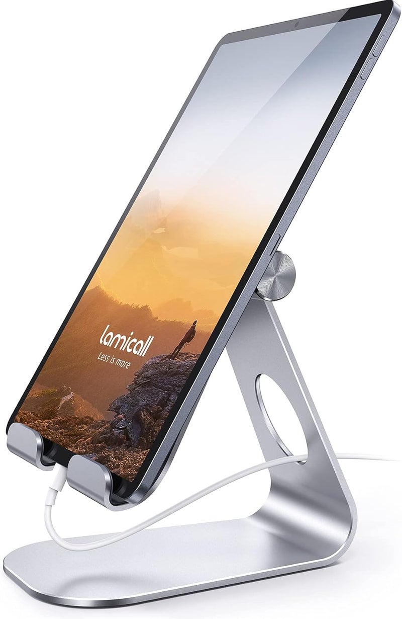 Lamicall Lamical Adjustable Tablet Stand - Desktop Holder with Charging, Compatible with iPad Pro 12.9, Air 4, Mini 7.9, Switch, Galaxy Tab and More - Image 1