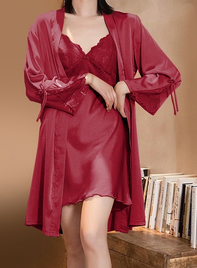 MARGOUN Summer Ice Silk XXL Women Pajamas Set Home Service Suit Casual Sleepwear Nightwear - Image 1