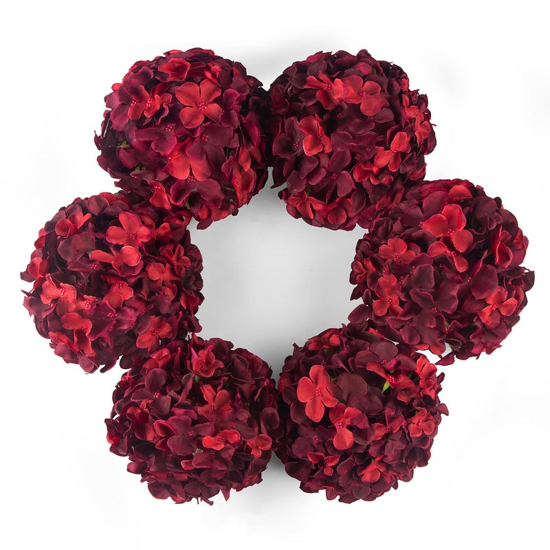 DuHouse 87 Silk Hydrangea Artificial Flower Heads with Stems Fake Hydrangeas Flowers for DIY Wedding Centerpiece Home DecorPack of 6 Burgundy - Image 2