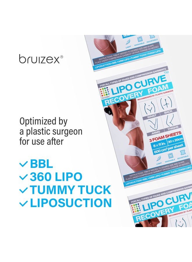 Bruizex لصقات ليفو: وسائد استعادة الشفط الدهني الناعمة I عبوة 3 قطع من أوراق ما بعد الجراحة I لجميع أنواع ملابس الضغط، فاجا، ألواح البطن، لف، وسادة BBL، شفط دهون 360، BBL، شد البطن I - Image 4