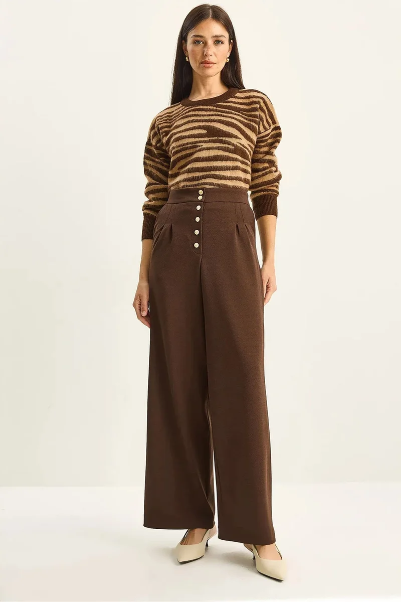 بيانكو لوتشي LUCCI High Waist Wide Leg Palazzo Pants