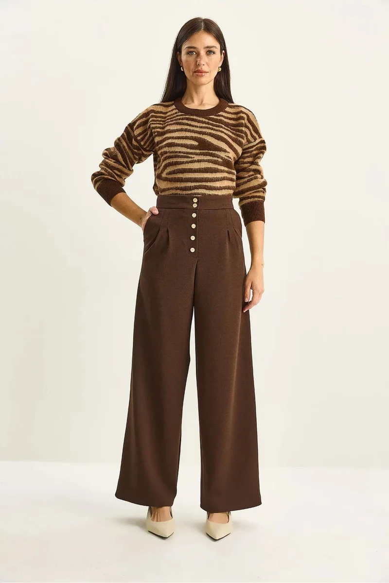 بيانكو لوتشي LUCCI High Waist Wide Leg Palazzo Pants