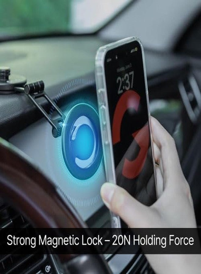 OLG MagSafe Compatible Magnetic Car Phone Holder - Premium Metal, 4000G Strong, 360° Rotation, 180° Angle & Head Adjust, No-Residue Tape - Image 3