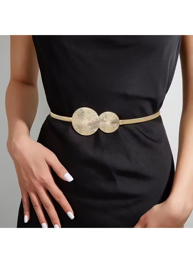 Home Clearance Sale حزام دائري مبالغ فيه غربي مزين بديكور ذهبي مرن مع تنورة متناسقة مع حزام خصر للنساء - Image 5
