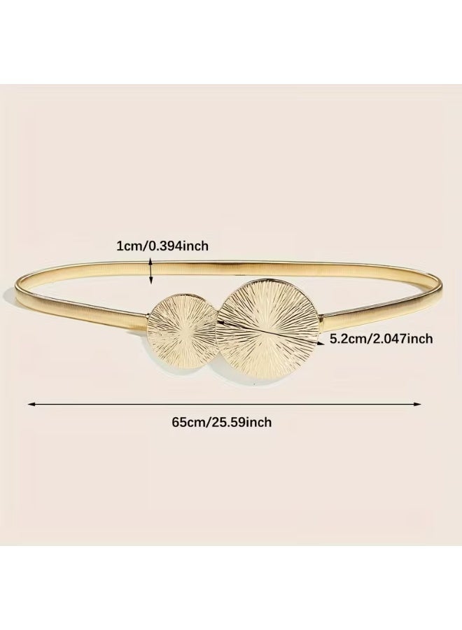 Home Clearance Sale حزام دائري مبالغ فيه غربي مزين بديكور ذهبي مرن مع تنورة متناسقة مع حزام خصر للنساء - Image 4