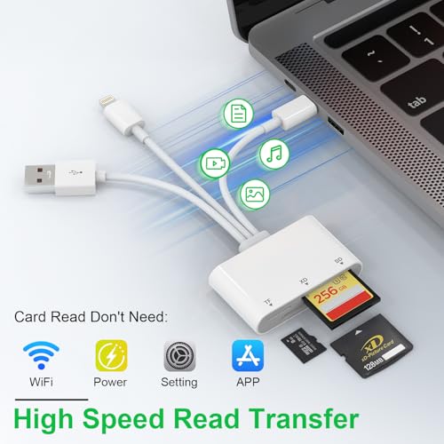 Ardaddyn XD Card Reader, SD Card Reader for iPhone, 3 in 1 SD/TF/XD Card Reader Adapter for iPhone/USB C Device, Lightning+USB A+USB C XD Picture Card Adapter for iPhone 16/15/14/iPad/PC/Android - Image 4
