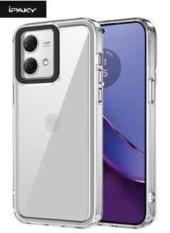 IPAKY Motorola Moto G84 Cover, Clear Acrylic Hard Back Panel + Clear TPU Soft Frame Case Cover, [Anti Drop][Anti Slip][Shockproof][Non-Stick Fingerprint] Protective Case for Motorola Moto G84 5G, Clear  - Image 1